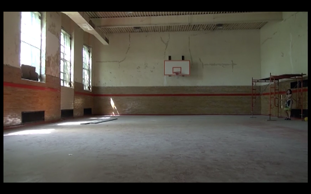 abandoned basketball court